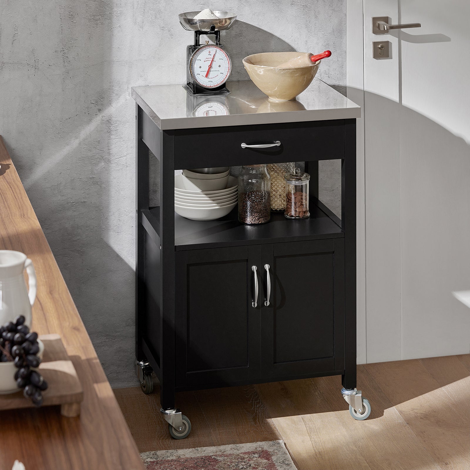 Carrello cucina, carrello da servizio colore:Nero, FKW22-SCH