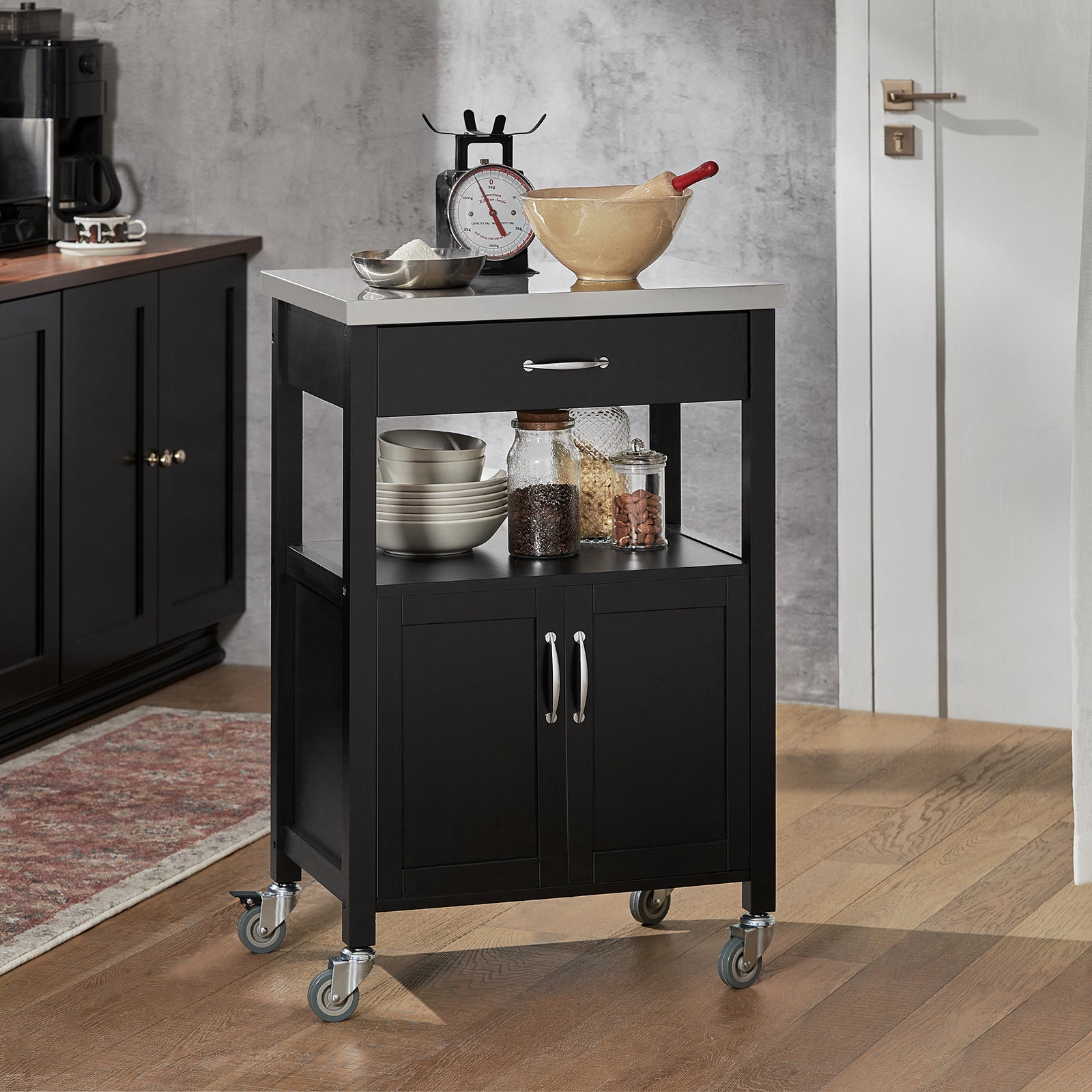 Carrello cucina, carrello da servizio colore:Nero, FKW22-SCH