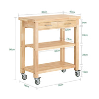 Carrello Cucina Scaffale Cucina Mobile Cucina Legno Con Route Fkw24-N