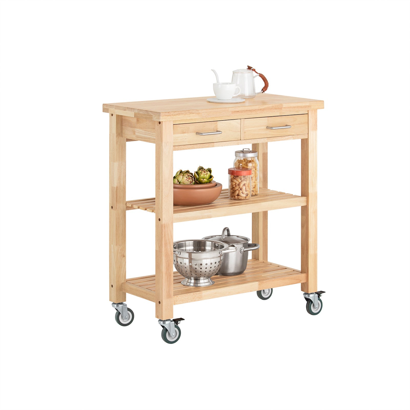 Carrello Cucina Scaffale Cucina Mobile Cucina Legno Con Route Fkw24-N