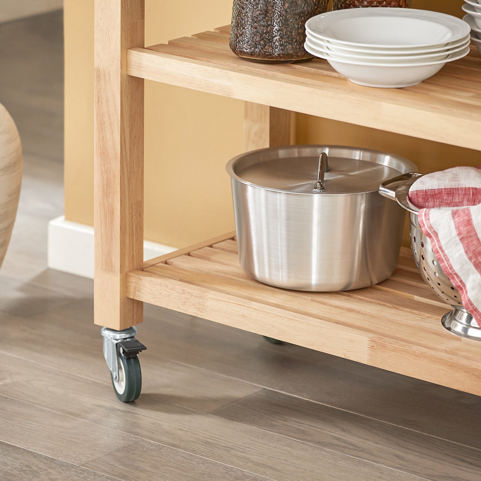 Carrello Cucina Scaffale Cucina Mobile Cucina Legno Con Route Fkw24-N