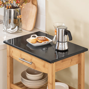 SoBuy Mobiletto cucina salvaspazio Carrello cucina con cesti Credenza soggiorno moderno con ruote Mobile dispensa Penisola cucina L58*P40*A85cm (FKW28-SCH)