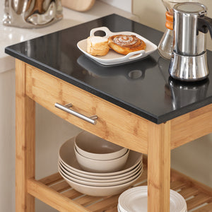 SoBuy Mobiletto cucina salvaspazio Carrello cucina con cesti Credenza soggiorno moderno con ruote Mobile dispensa Penisola cucina L58*P40*A85cm (FKW28-SCH)