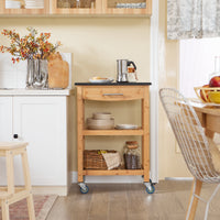 SoBuy Mobiletto cucina salvaspazio Carrello cucina con cesti Credenza soggiorno moderno con ruote Mobile dispensa Penisola cucina L58*P40*A85cm (FKW28-SCH)