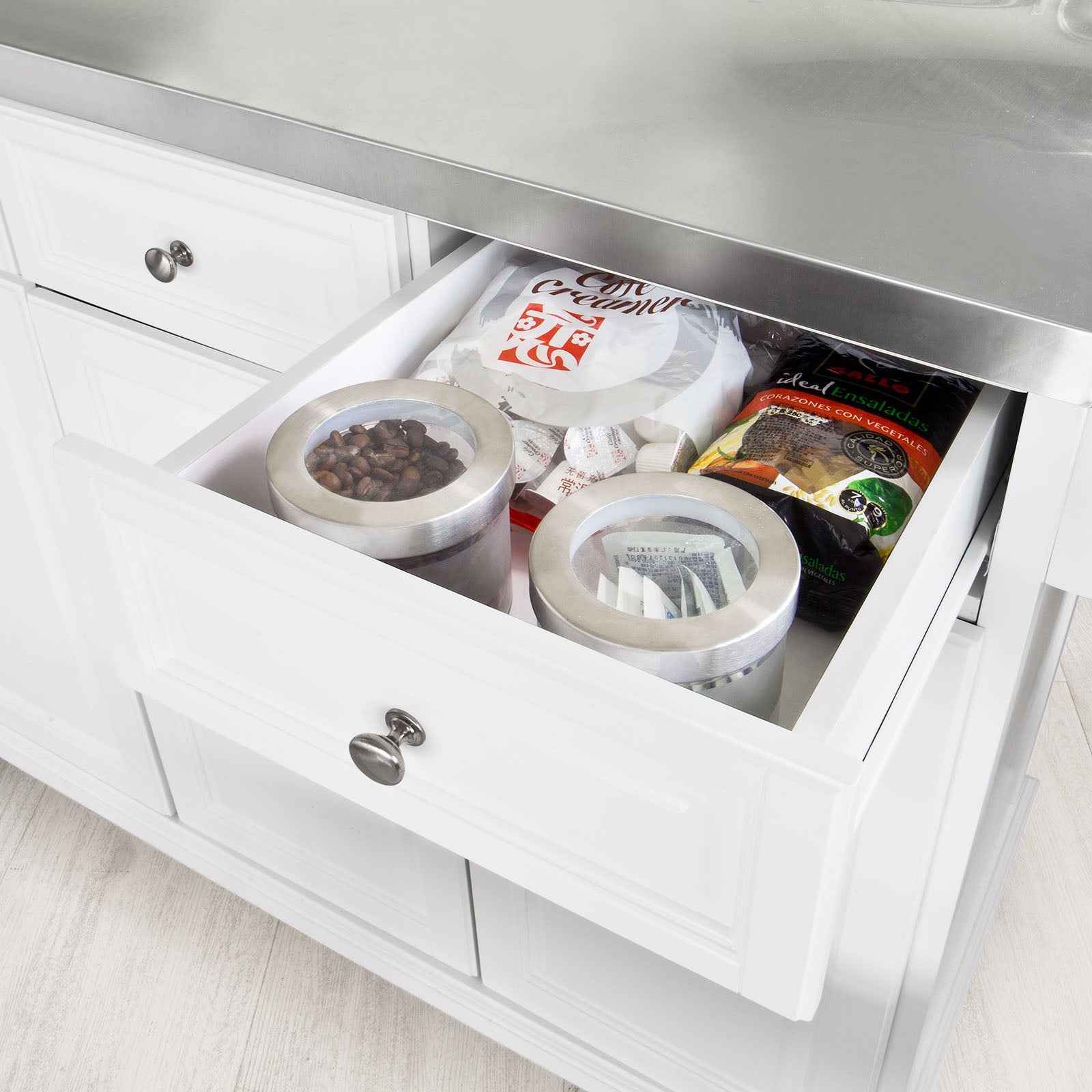 Carrello da cucina, credenza, Mobiletto ad angolo Bianco FKW33-W
