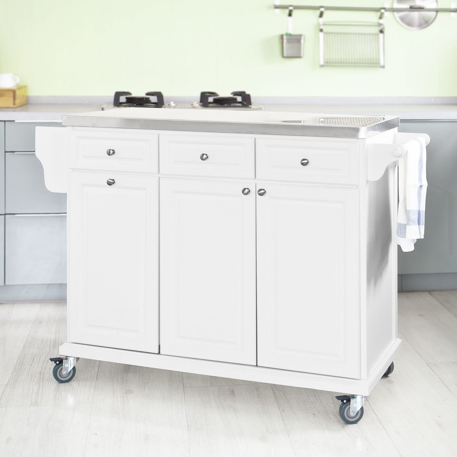 Carrello da cucina, credenza, Mobiletto ad angolo Bianco FKW33-W