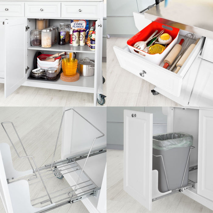 Carrello da cucina, credenza, Mobiletto ad angolo Bianco FKW33-W