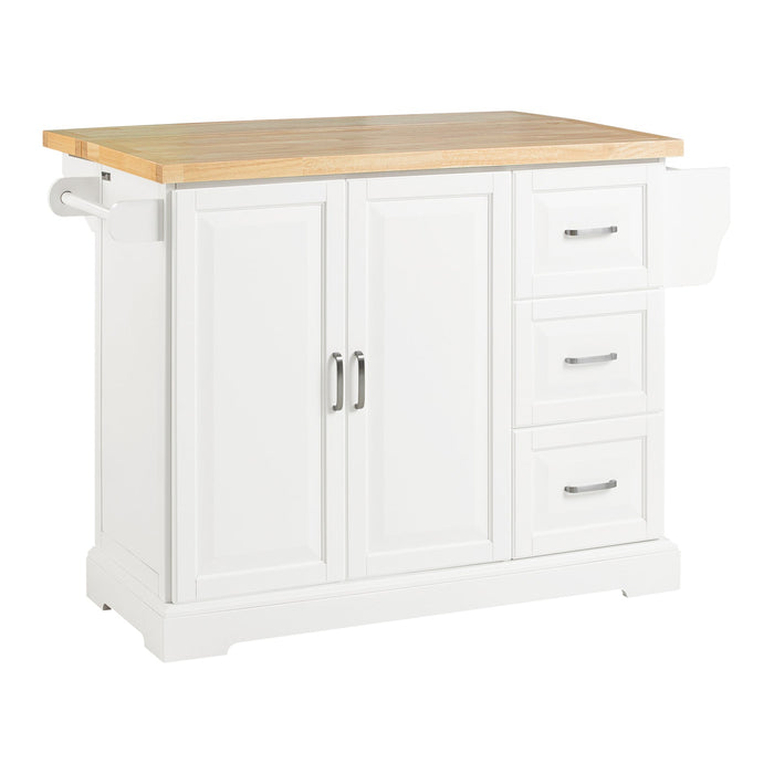Carrello Cucina Mobile Cucina Bianco Con Route Credenza Cucina Piano in Legno FKW41-WN