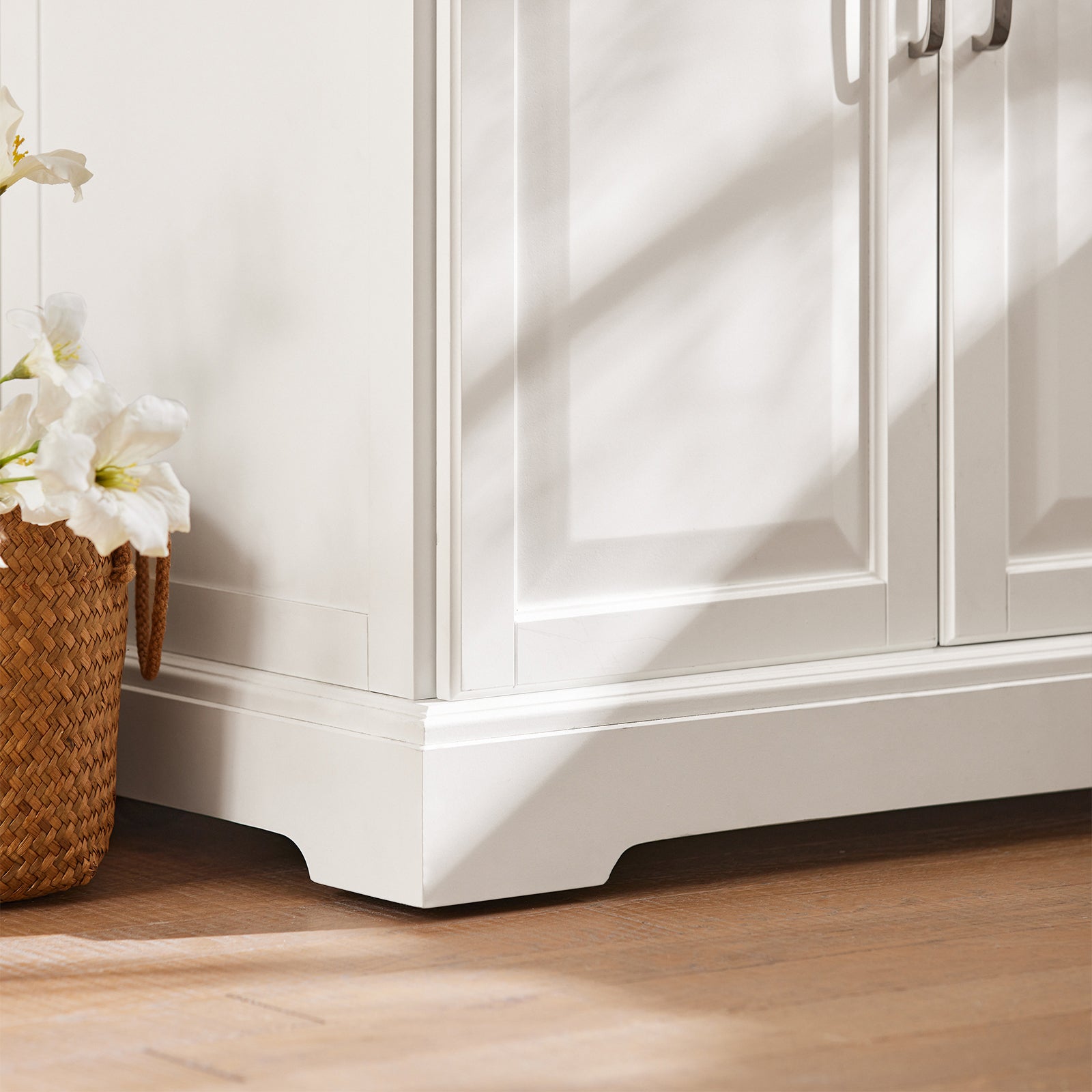 Carrello Cucina Mobile Cucina Bianco Con Route Credenza Cucina Piano in Legno FKW41-WN