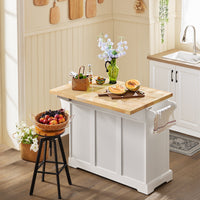 Carrello Cucina Mobile Cucina Bianco Con Route Credenza Cucina Piano in Legno FKW41-WN