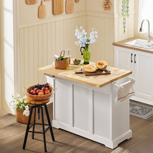 Carrello Cucina Mobile Cucina Bianco Con Route Credenza Cucina Piano in Legno FKW41-WN