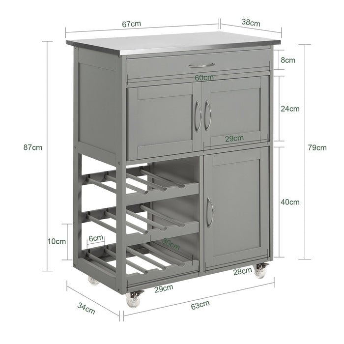 Carrello di servizio Credenza in legno mobile cucina Grigio FKW45-HG