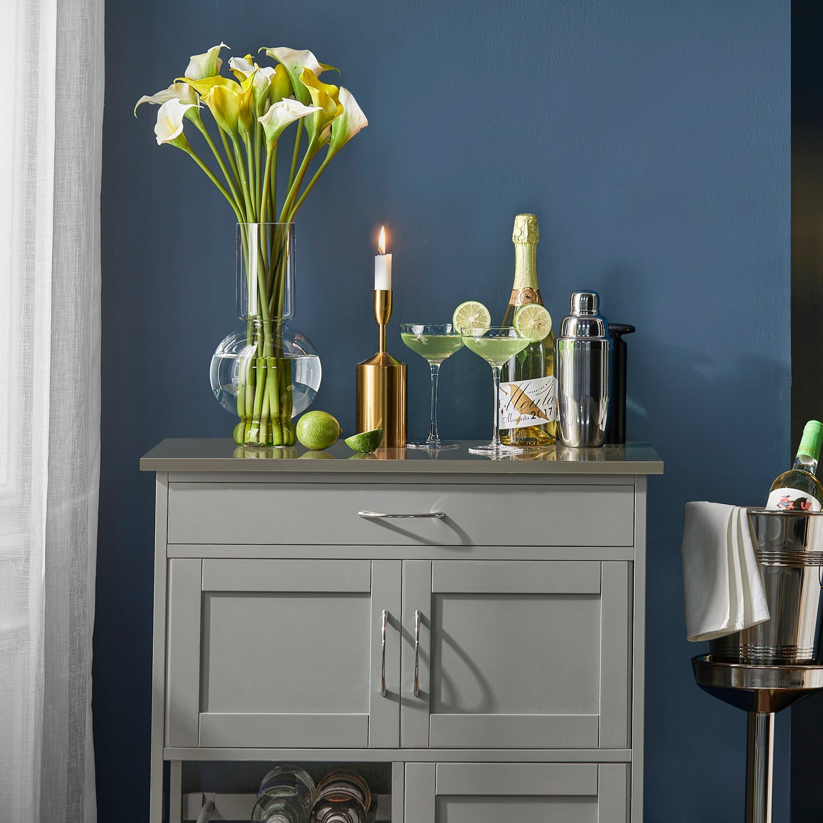 Carrello di servizio Credenza in legno mobile cucina Grigio FKW45-HG