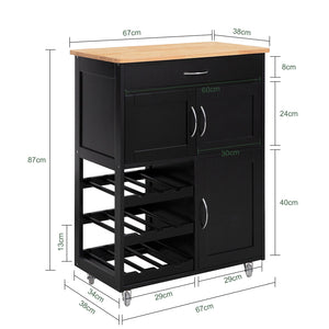 Carrello di servizio Credenza in legno mobile cucina Nero FKW45-SCH