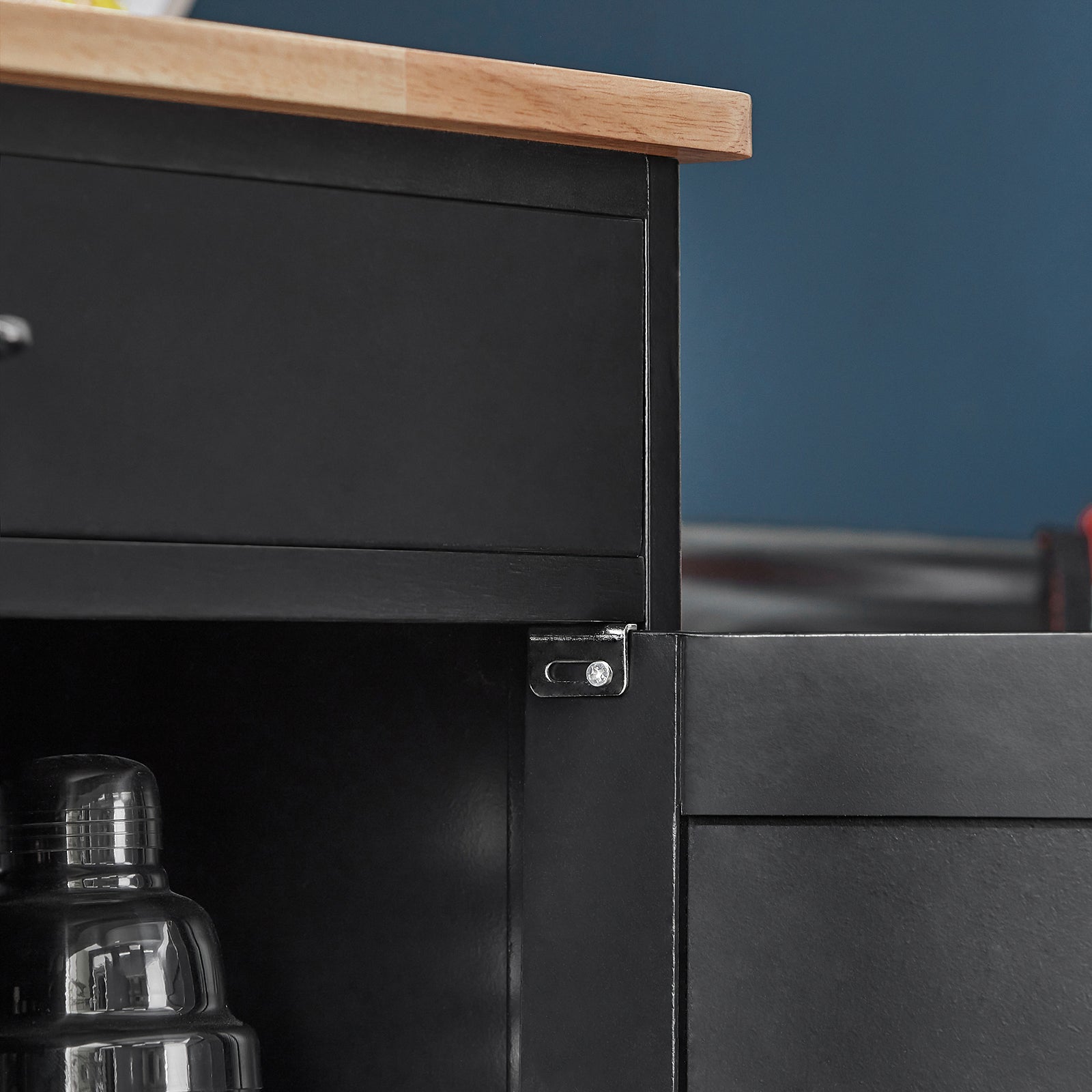 Carrello di servizio Credenza in legno mobile cucina Nero FKW45-SCH