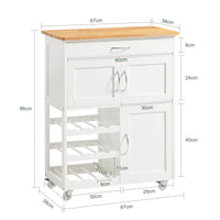 Carrello di servizio Credenza in legno mobile cucina Bianco FKW45-WN