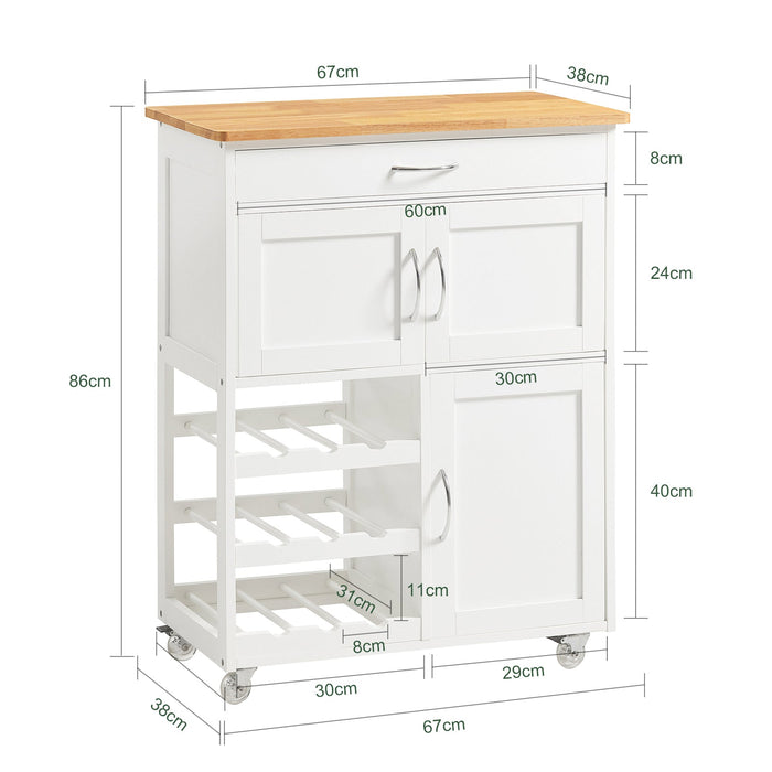 Carrello di servizio Credenza in legno mobile cucina Bianco FKW45-WN