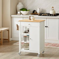 Carrello di servizio, Credenza in legno, mobile cucina, bianco, FKW46-WN