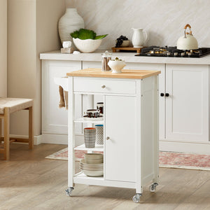 Carrello di servizio, Credenza in legno, mobile cucina, bianco, FKW46-WN