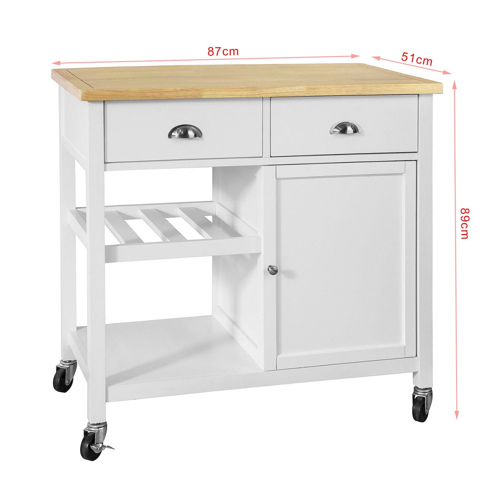 Penisola Cucina Credenza Legno Carrello Cucina con Route L93*P51*A89cm FKW62-WN