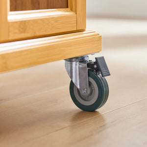 Carrello Cucina Credenza Legno Piano Lavoro Cucina Piano in Acciaio è allungabile FKW69-N