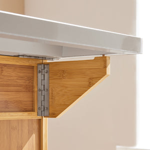 Carrello Cucina Credenza Legno Piano Lavoro Cucina Piano in Acciaio è allungabile FKW69-N