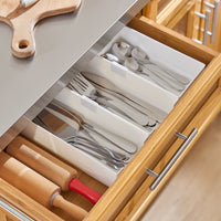 Carrello Cucina Credenza Legno Piano Lavoro Cucina Piano in Acciaio è allungabile FKW69-N