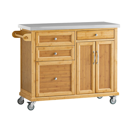 Carrello Cucina Credenza Legno Piano Lavoro Cucina Piano in Acciaio FKW70-N