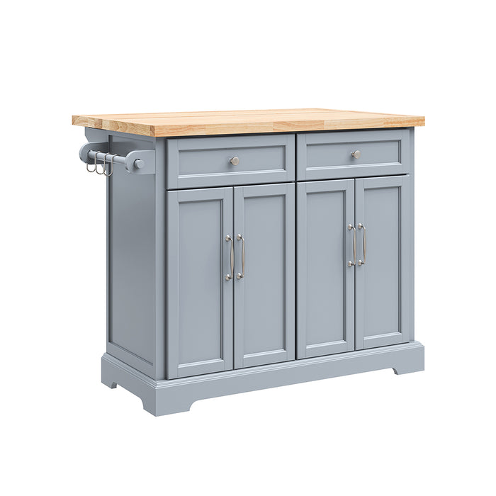 SoBuy Carrello Cucina con Ruote, Isola Cucina con Piano di Lavoro Estensibile, 2 Cassetti e Ripiani Regolabili Mobile Salvaspazio per Mobili da Cucina, Grigio 115 x 46-71 x 92 cm FKW71-II-HG