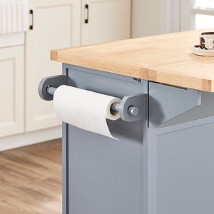 SoBuy Carrello Cucina con Ruote, Isola Cucina con Piano di Lavoro Estensibile, 2 Cassetti e Ripiani Regolabili Mobile Salvaspazio per Mobili da Cucina, Grigio 115 x 46-71 x 92 cm FKW71-II-HG