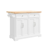 SoBuy Carrello Cucina con Ruote, Isola Cucina con Piano di Lavoro Estensibile, 2 Cassetti e Ripiani Regolabili Mobile Salvaspazio per Mobili da Cucina, Bianco 115 x (46-71) x 92 cm FKW71-II-WN