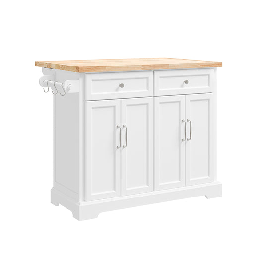 SoBuy Carrello Cucina con Ruote, Isola Cucina con Piano di Lavoro Estensibile, 2 Cassetti e Ripiani Regolabili Mobile Salvaspazio per Mobili da Cucina, Bianco 115 x (46-71) x 92 cm FKW71-II-WN
