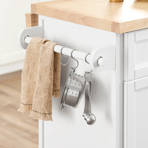 SoBuy Carrello Cucina con Ruote, Isola Cucina con Piano di Lavoro Estensibile, 2 Cassetti e Ripiani Regolabili Mobile Salvaspazio per Mobili da Cucina, Bianco 115 x (46-71) x 92 cm FKW71-II-WN