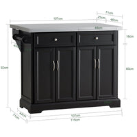 Carrello Cucina Credenza Cucina Mobile Cucina Bianco Con Route Piano Allungabile Nero FKW71-SCH