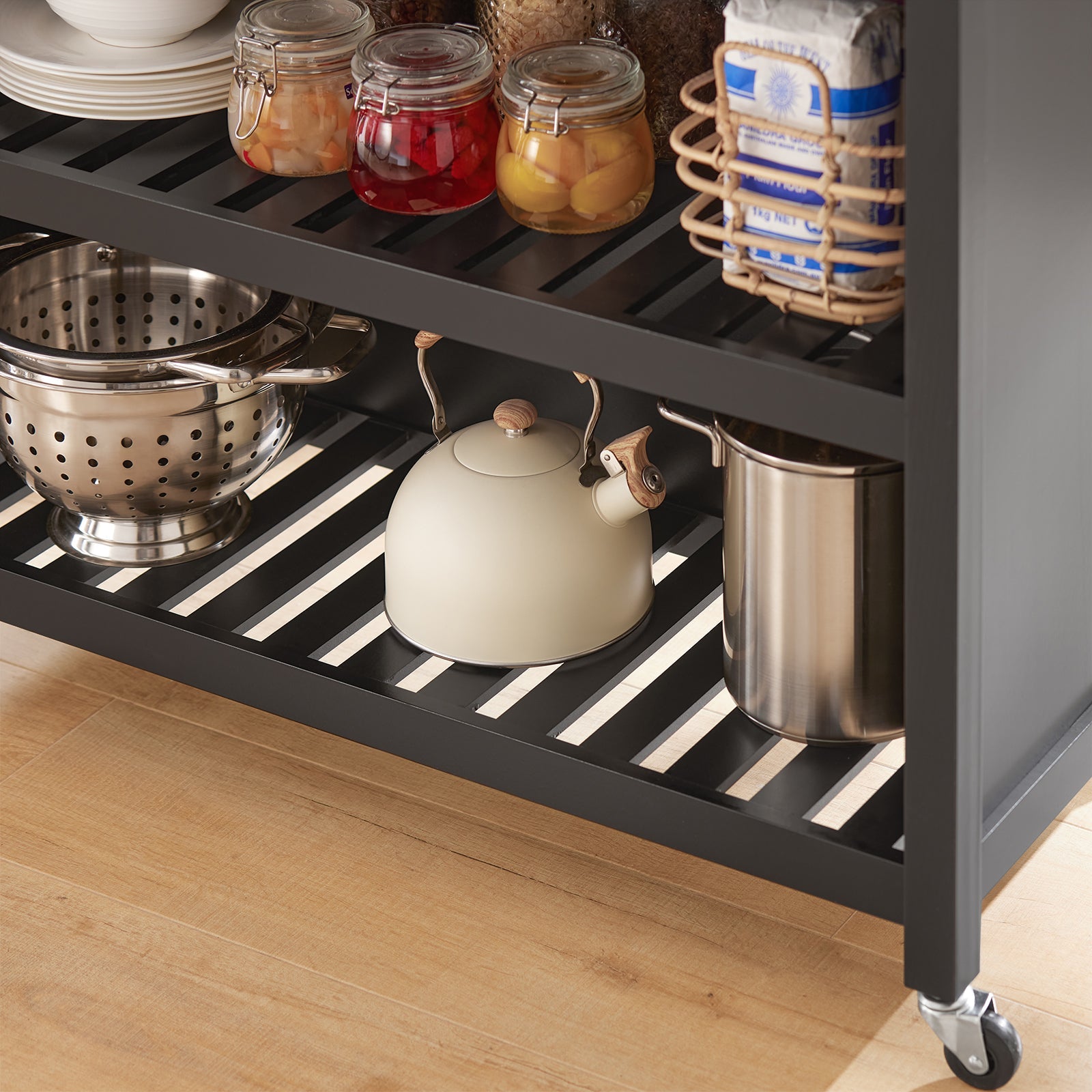 Penisola Cucina Piano di Lavoro per Cucina con 2 cassetti a 2 Ripiani L100*P60*A94CM Nero FKW74-SCH