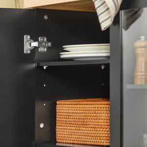 Carrello Cucina Credenza Bianca Con Armadio e portabottiglie Nero FKW75-SCH