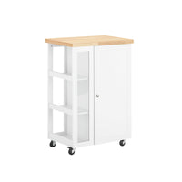 Carrello Cucina Credenza Bianca con Armadio e portabottiglie Bianco FKW75-WN