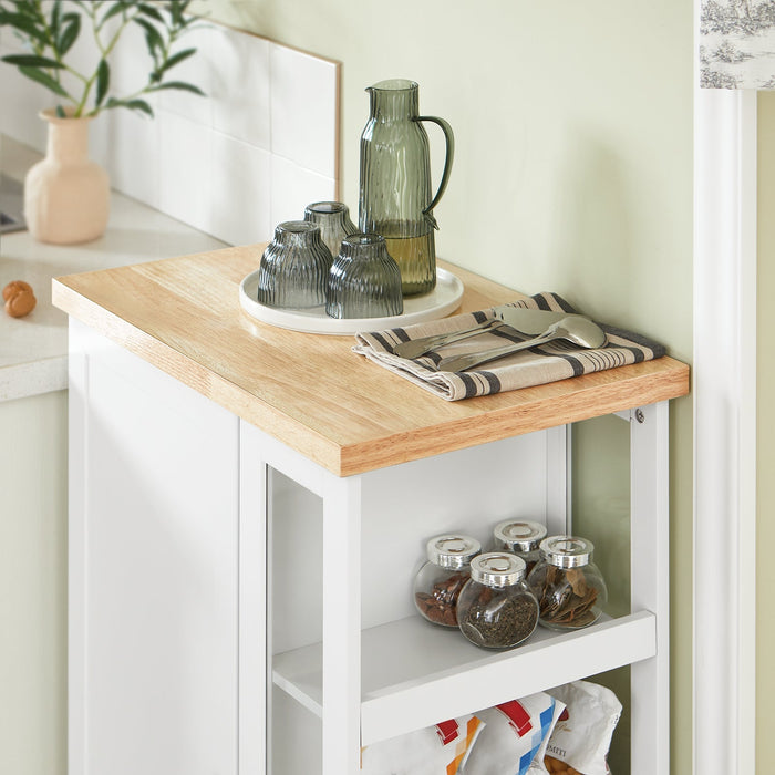 Carrello Cucina Credenza Bianca con Armadio e portabottiglie Bianco FKW75-WN