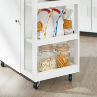 Carrello Cucina Credenza Bianca con Armadio e portabottiglie Bianco FKW75-WN