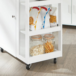 Carrello Cucina Credenza Bianca con Armadio e portabottiglie Bianco FKW75-WN