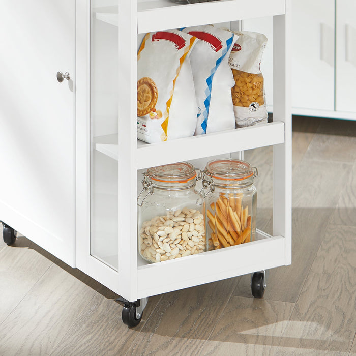 Carrello Cucina Credenza Bianca con Armadio e portabottiglie Bianco FKW75-WN