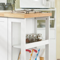 Carrello Cucina Credenza Bianca con Armadio e portabottiglie Bianco FKW75-WN