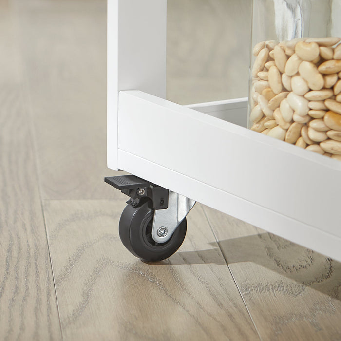 Carrello Cucina Credenza Bianca con Armadio e portabottiglie Bianco FKW75-WN