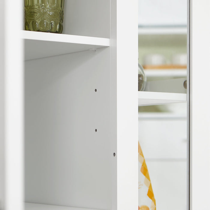 Carrello Cucina Credenza Bianca con Armadio e portabottiglie Bianco FKW75-WN