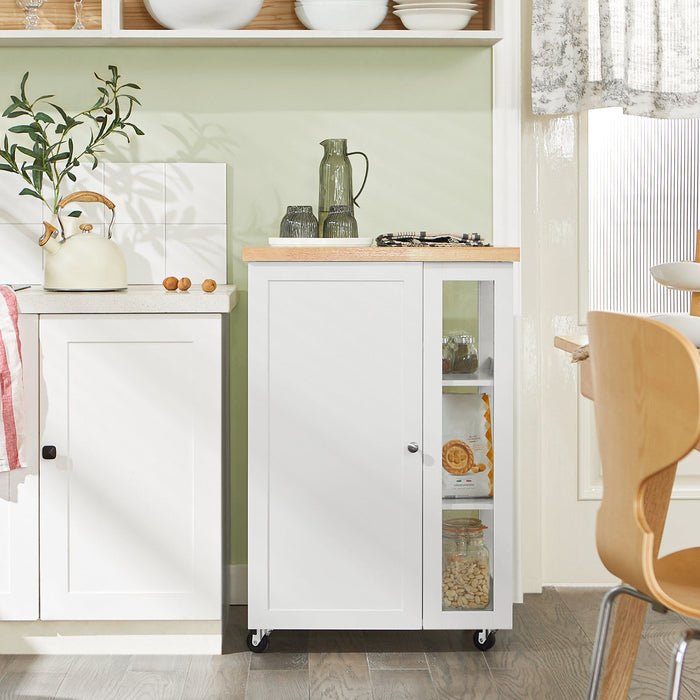 Carrello Cucina Credenza Bianca con Armadio e portabottiglie Bianco FKW75-WN