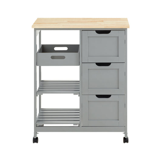 Carrello Cucina Credenza da Cucina o Bagno con 3 cassetti e 1 Cestino L68*P38*A85 cm colore grigio FKW79-HG