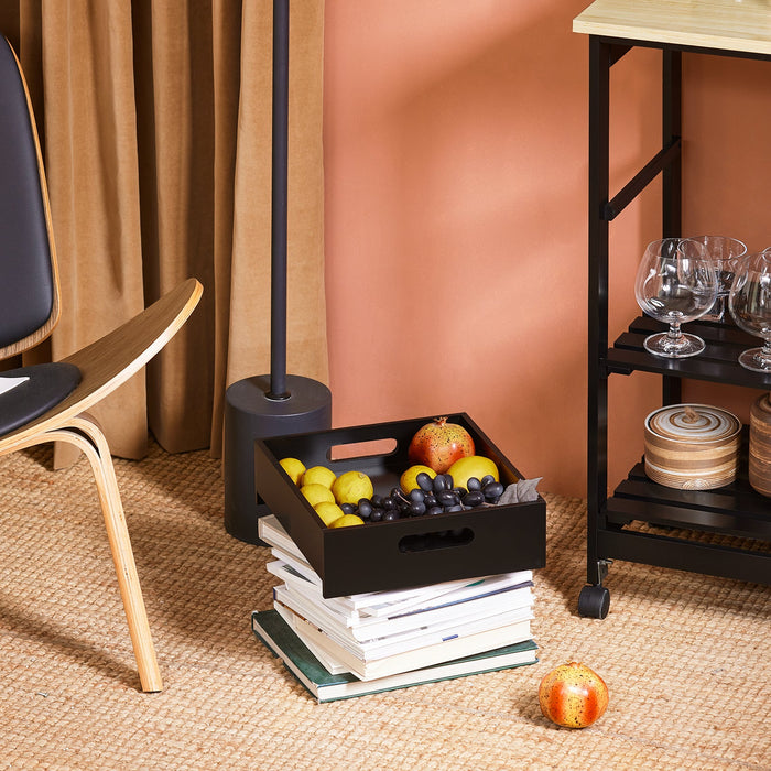 Carrello Cucina Credenza da Cucina o Bagno con 3 cassetti e 1 Cestino L68*P38*A85 cm colore nero FKW79-SCH