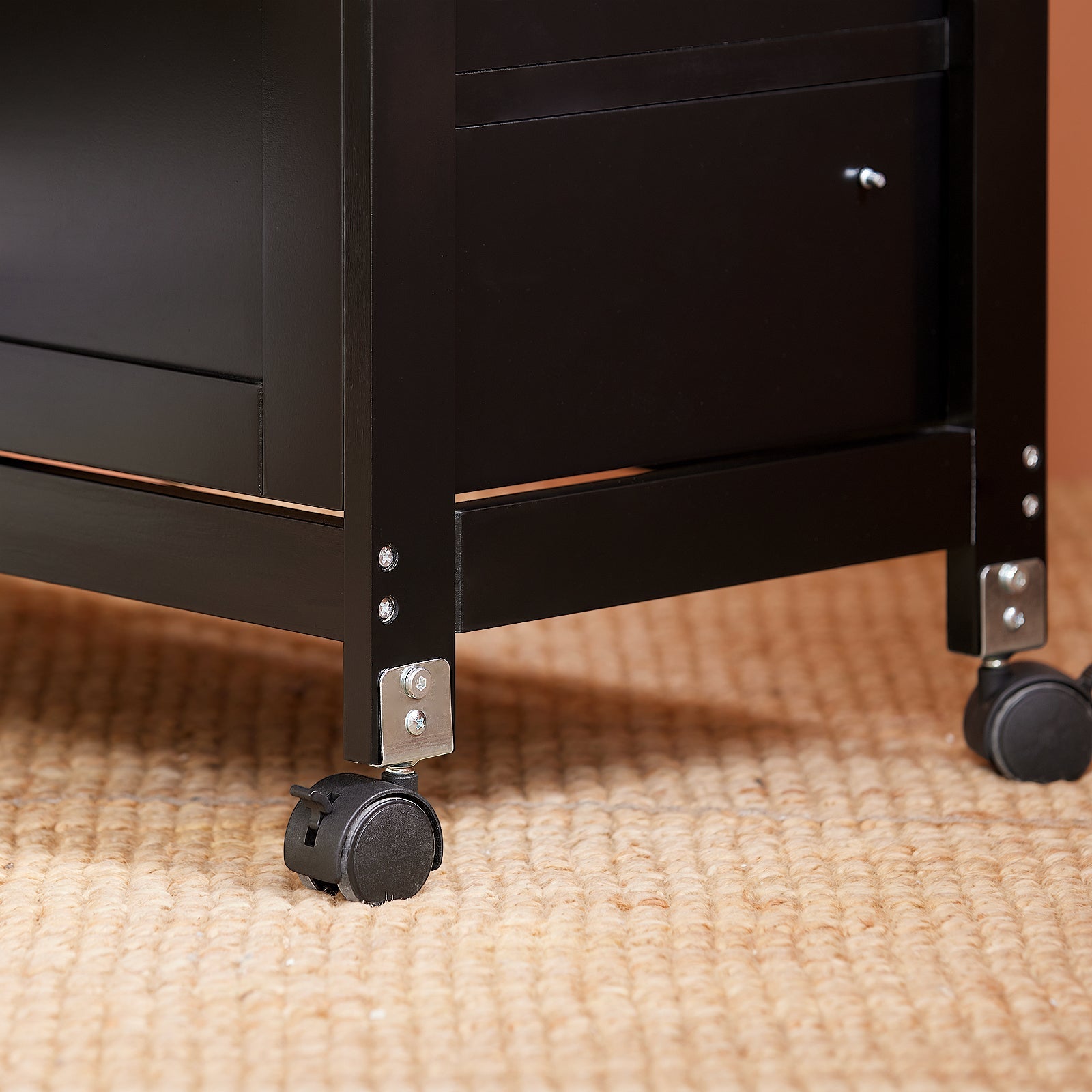 Carrello Cucina Credenza da Cucina o Bagno con 3 cassetti e 1 Cestino L68*P38*A85 cm colore nero FKW79-SCH