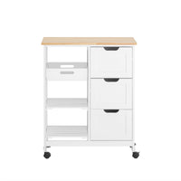 Carrello Cucina Credenza da Cucina o Bagno con 3 cassetti e 1 Cestino L68*P38*A85 cm colore bianco FKW79-W