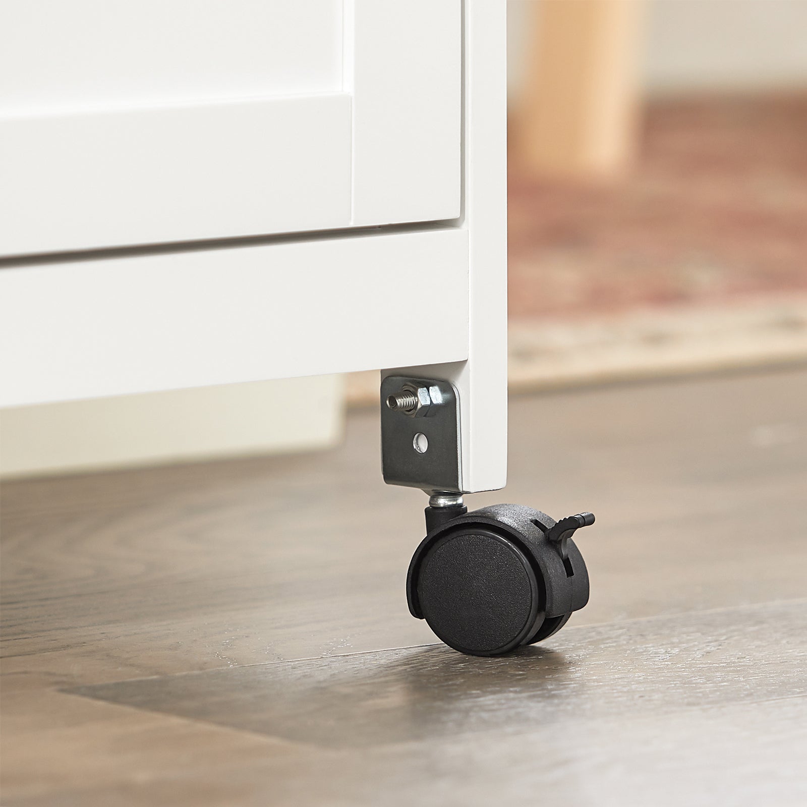 Carrello Cucina Credenza da Cucina o Bagno con 3 cassetti e 1 Cestino L68*P38*A85 cm colore bianco FKW79-W